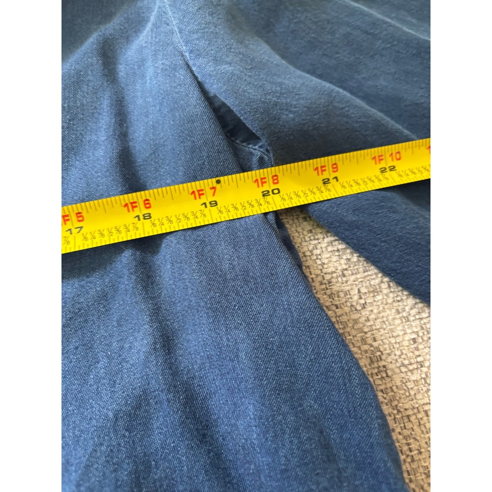 Old Navy Lyocell Peasant Blouse Large Blue Boho Coastal Chambray Top - Picture 8 of 9